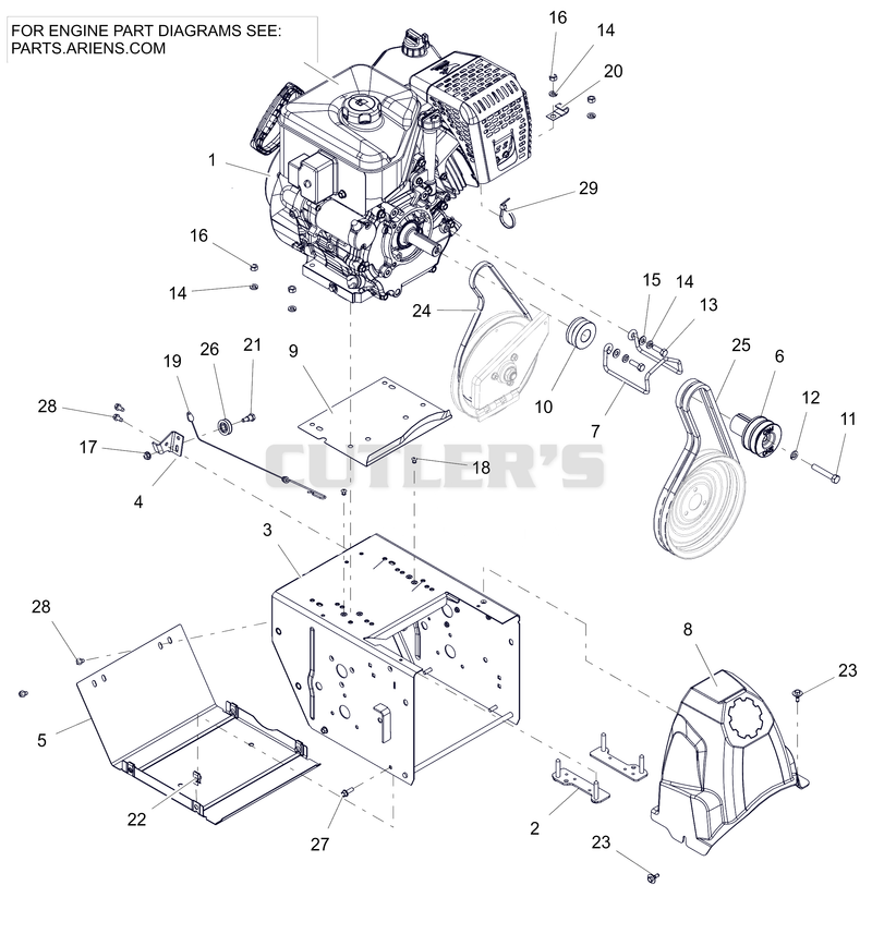 Engine, Frame, and Belt Drive