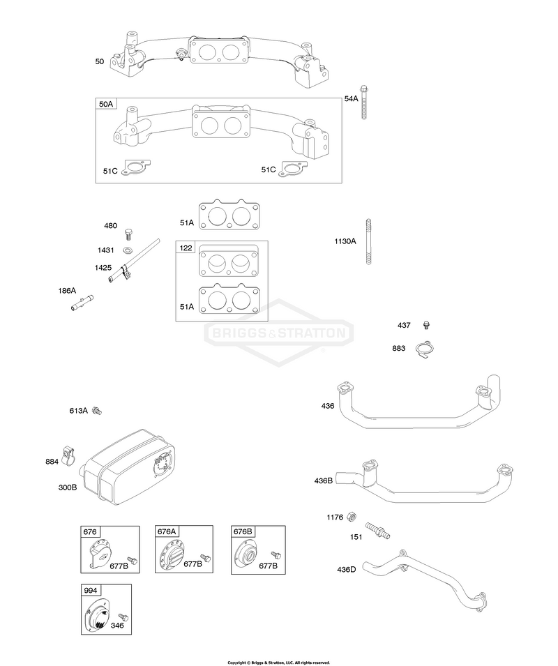Muffler, Exhaust Manifold, Intake Manifold