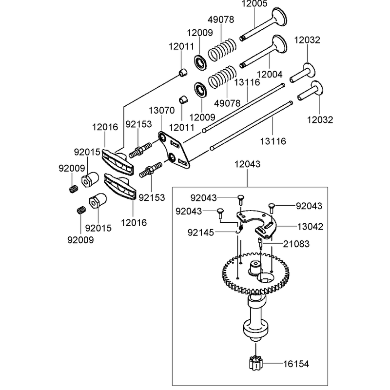 Valve and Camshaft Assembly Kawasaki FJ180V-AS36