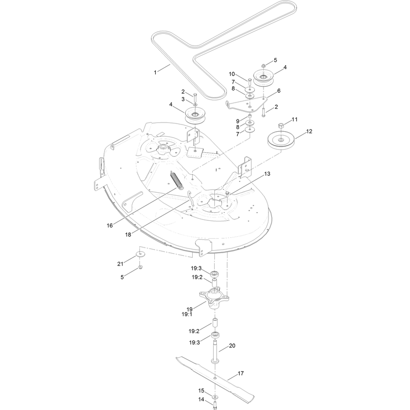 42 Inch Deck, Belt and Blade Assembly