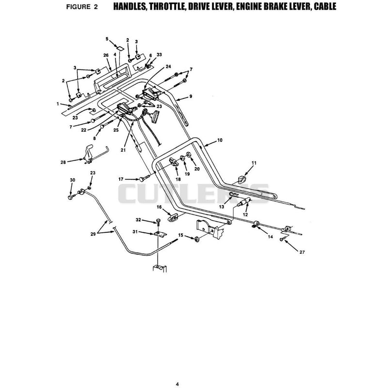 Handles, Throttle, Drive Lever, Engine Brake Lever, Cable