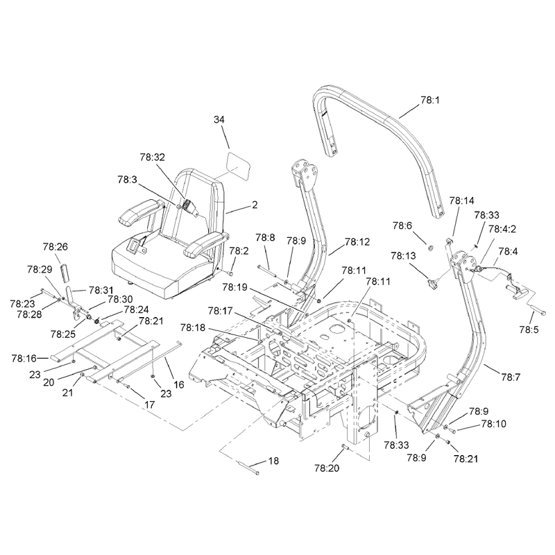 Seat and Roll Over Protection System Assembly