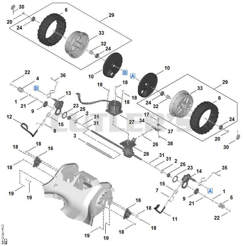 Rear height adjustment, drive