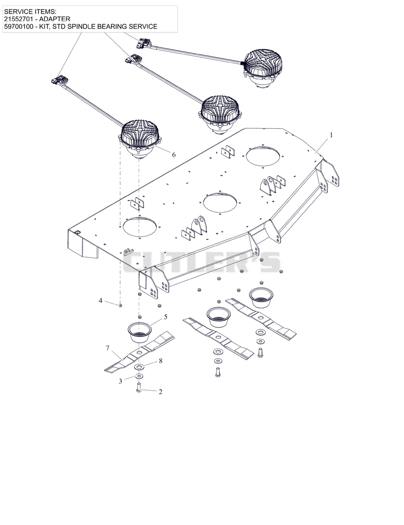 Deck, Blades and Spindle Motors - 60" - SD