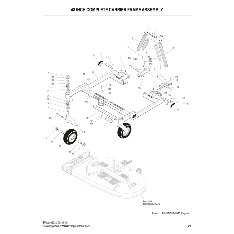 48 INCH COMPLETE CARRIER FRAME ASSEMBLY