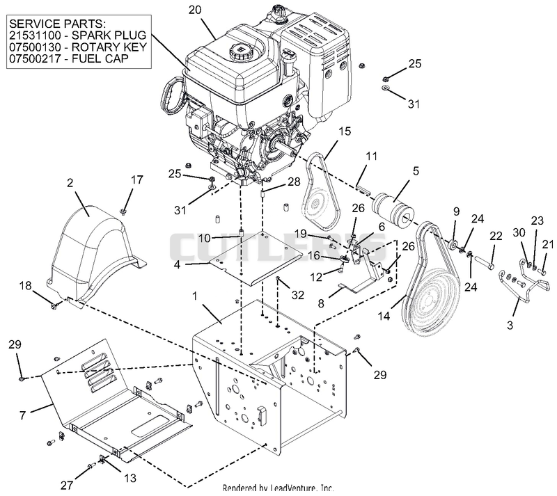 Engine, Frame And Belt Drive