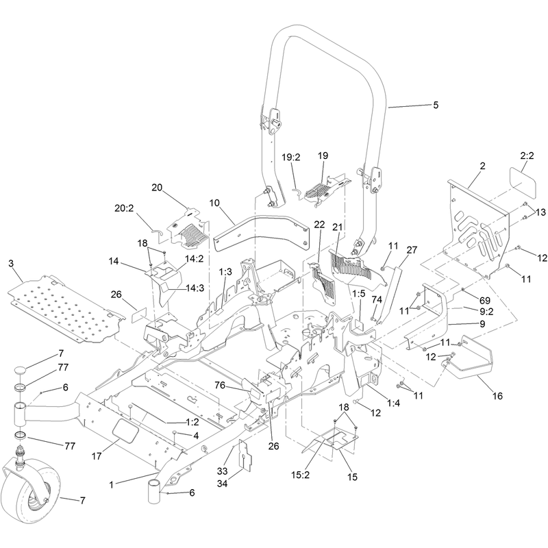 Frame and Caster Wheel Assembly