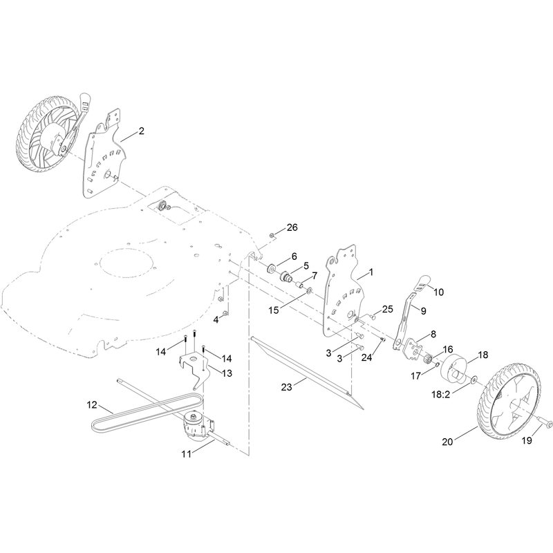 Rear Wheel and Height of Cut Assembly