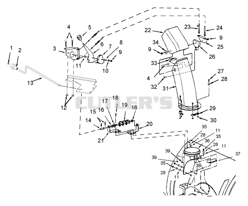 Snow Chute And Chute Crank Assembly