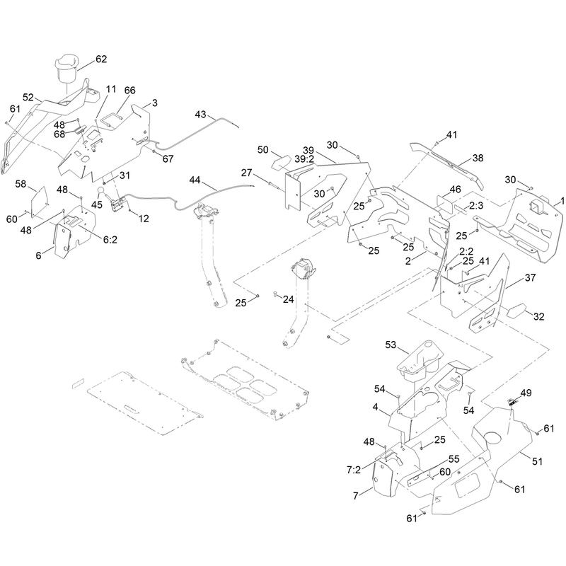 Throttle, Choke Cables and Guard Assembly