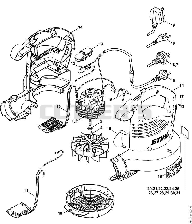 BGE 71: Electric motor, Fan housing