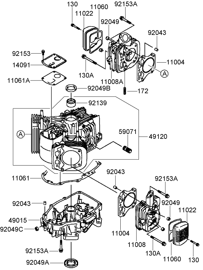 Cylinder and Crankcase Assembly Kawasaki FH430V AS53