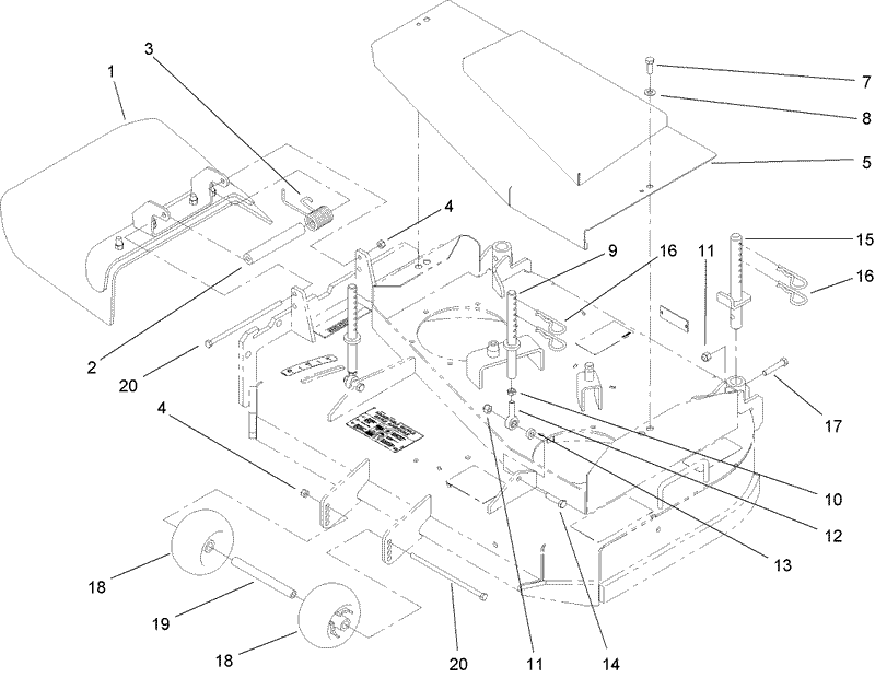 Deck Deflector Roller and Cover Assembly