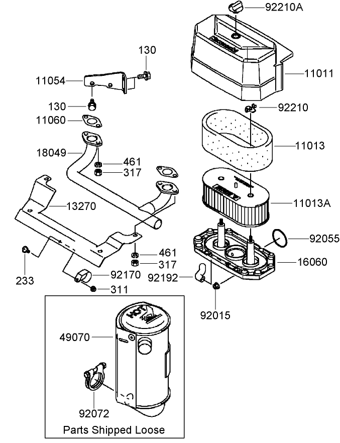 Air Filter and Muffler Assembly Kawasaki FH541V DS23