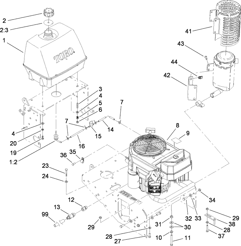 Engine and Fuel System Assembly