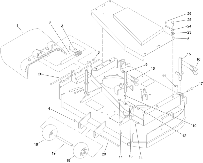 Deck Deflector Roller and Cover Assembly