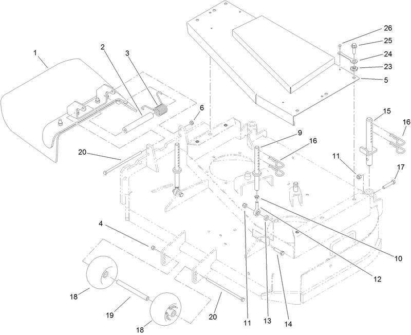 Deck Deflector Roller and Cover Assembly