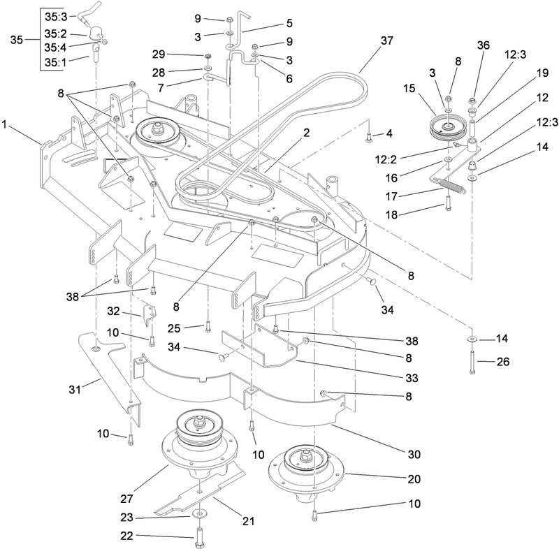 Deck Drive and Baffle Assembly