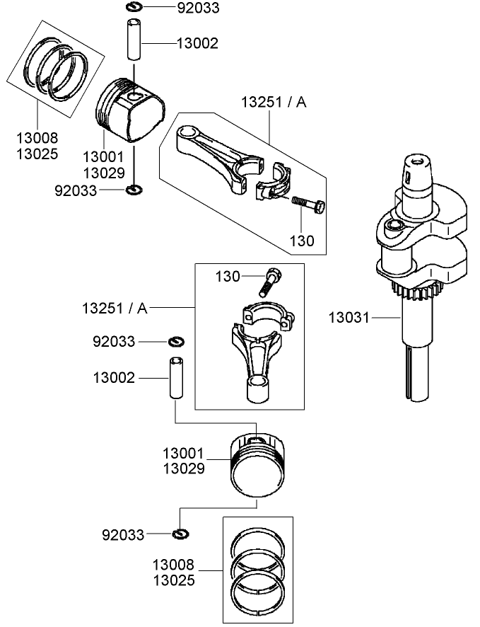 Piston and Crankshaft Assembly Kawasaki FH430V AS35
