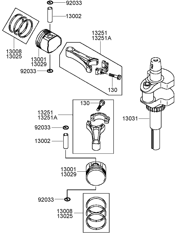 Piston and Crankshaft Assembly Kawasaki FH430V DS28