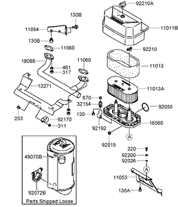 Air Filter and Muffler Assembly Kawasaki FH430V-DS28