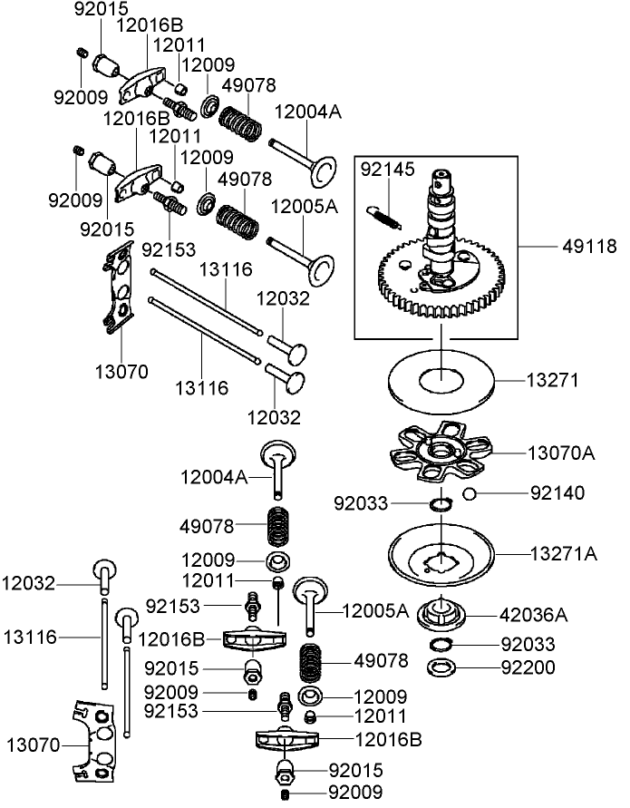 Valve and Camshaft Assembly Kawasaki FH430V DS28