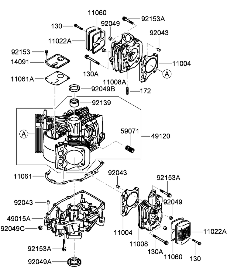 Cylinder and Crankcase Assembly Kawasaki FH430V ES28