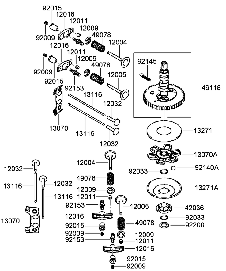 Valve and Camshaft Assembly Kawasaki FH430V ES28