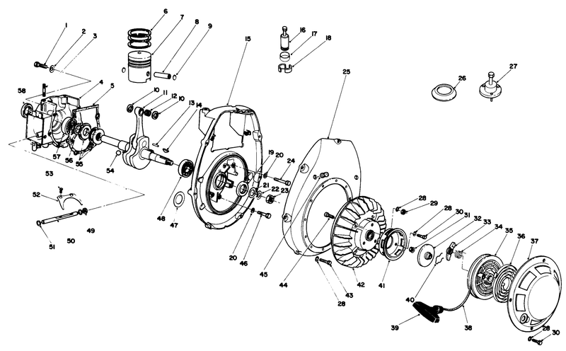 Crankcase and Flywheel Assembly