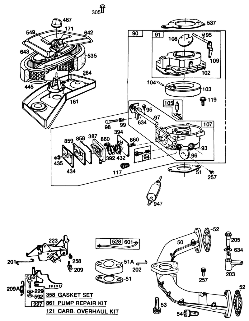 Engine Briggs and Stratton Model No 402707 0158 01 continued