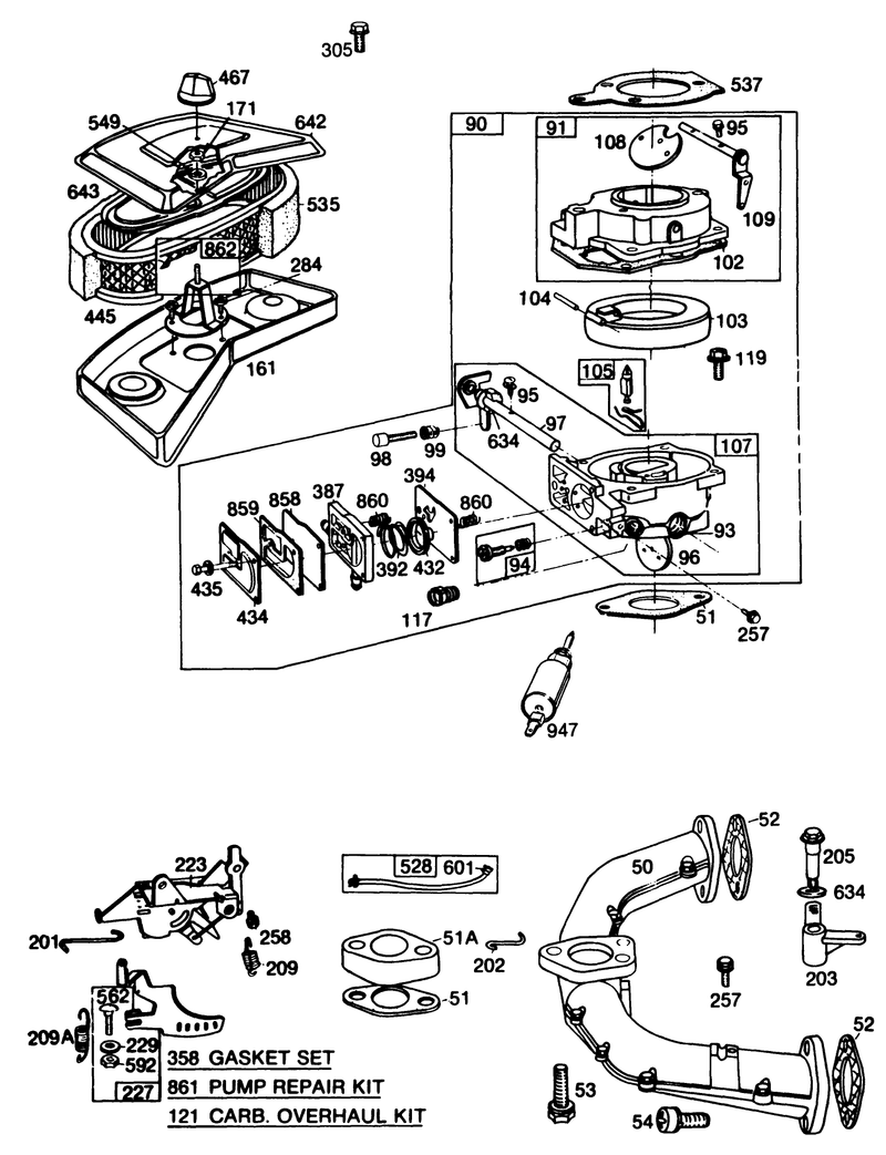 Engine Briggs and Stratton Model No 402707 0158 01 continued