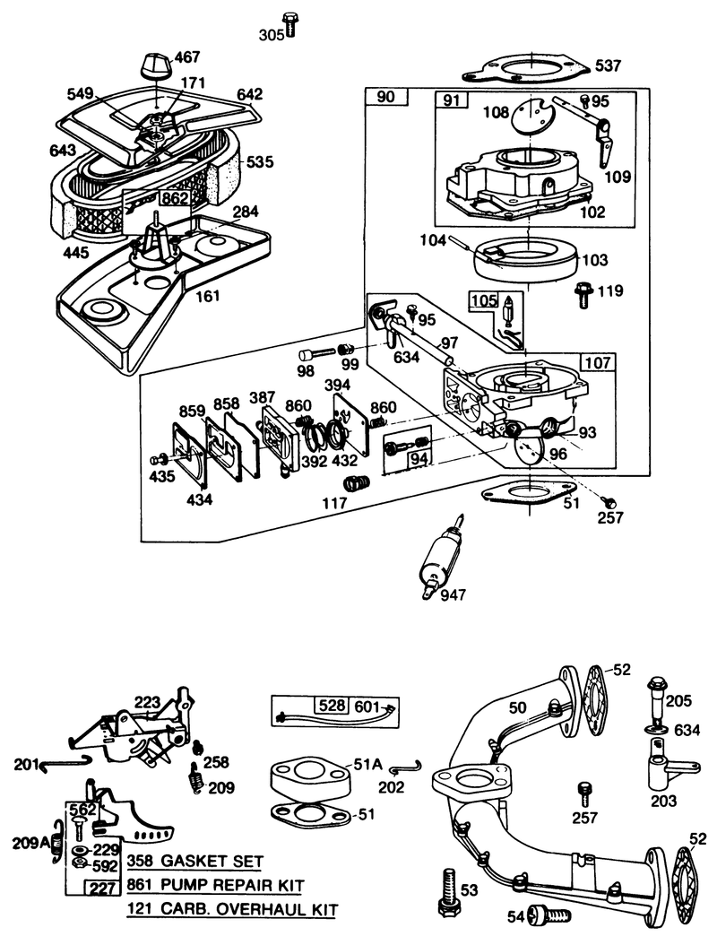 Briggs and Stratton Engine Model No 402707 0158 01 continued