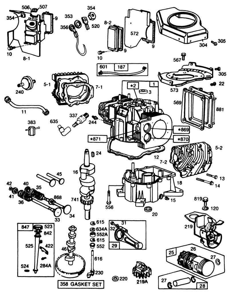 Briggs and Stratton Engine Model No 402707 0158 01