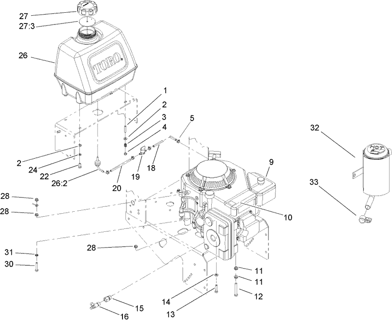 Engine and Fuel Tank Assembly