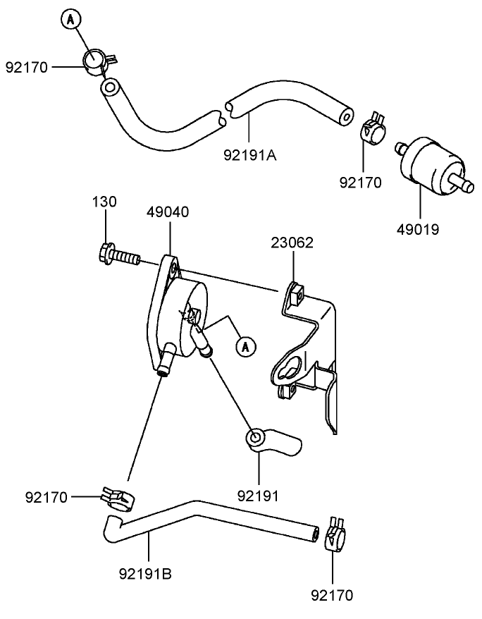 Fuel Tank and Fuel Valve Assembly Kawasaki Model FH381V AS25