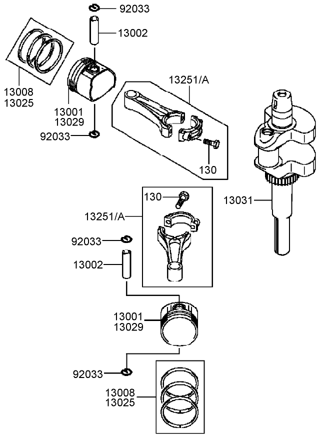 Piston and Crankshaft Assembly Kawasaki FH381V AS25