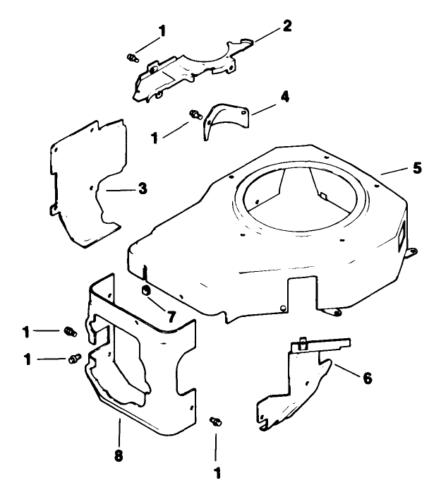 Blower Housing Baffles Engine Kohler Model Cv125t Spec No 1254