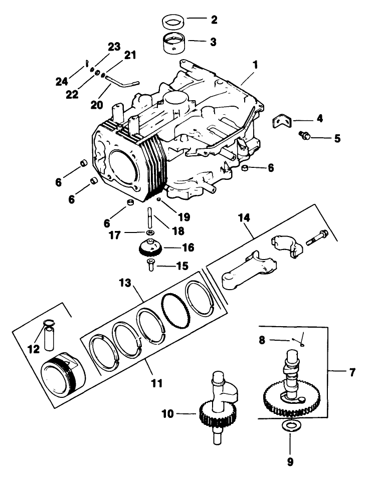 Crankcase Engine Kohler Model Cv125t Spec No 1254