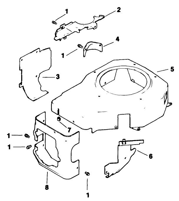 Blower Housing and Baffles Engine Kohler Model Cv125t Spec No 1254