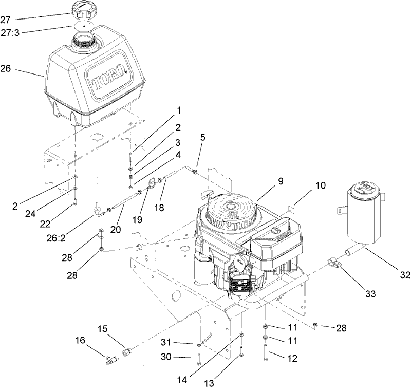 Engine and Fuel System Assembly