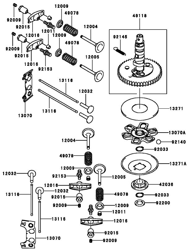 Valve and Camshaft Assembly Kawasaki FH381V AS25