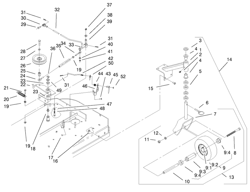 Front Casters and Blade Brake Assembly