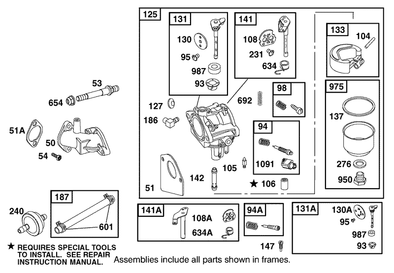 Carburetor Assembly Engine Briggs and Stratton Model 28B702 1041 E1