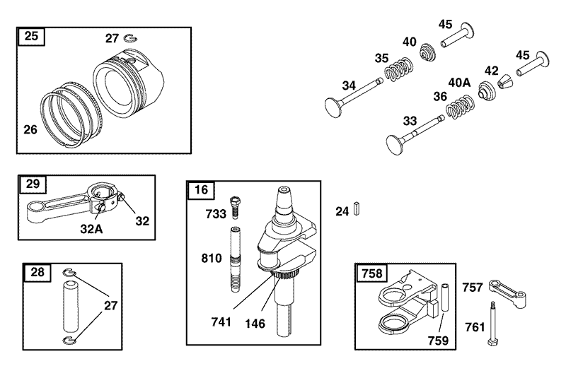 Crankshaft Assembly Engine Briggs and Stratton Model 28B702 1041 E1
