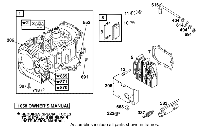 Cylinder Head Assembly Engine Briggs and Stratton Model 28B702 1041 E1