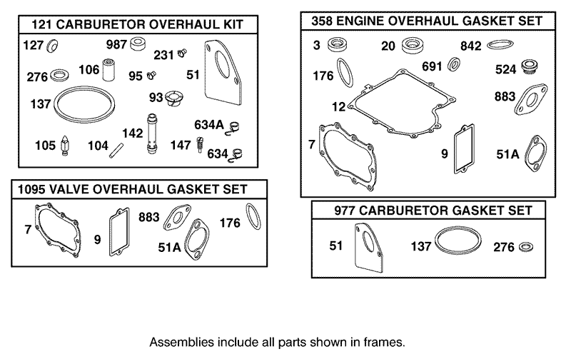 Gasket Assembly Engine Briggs and Stratton Model 28B702 1041 E1