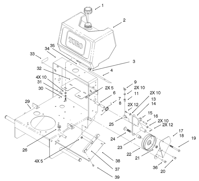 Fuel Tank and Idler Bracket Assembly
