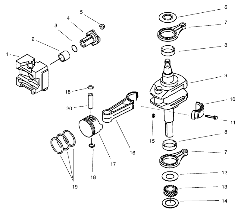 Piston and Crankshaft Assembly Kawasaki Model FB460V LS08