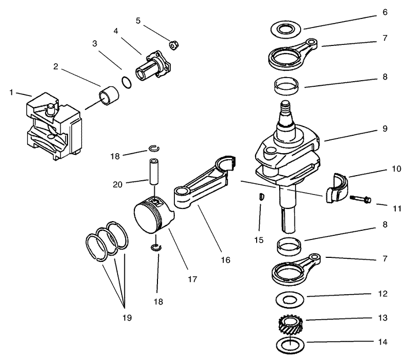 Piston and Crankshaft Assembly Kawasaki Model FB460V LS08