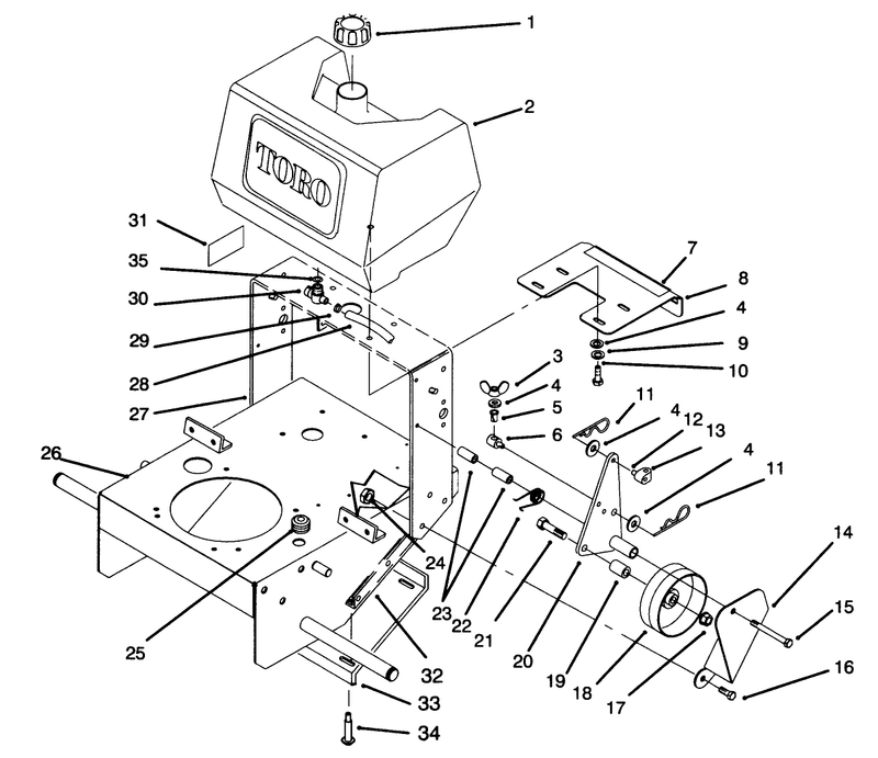Frame Fuel Tank And Wheel Drive Idler